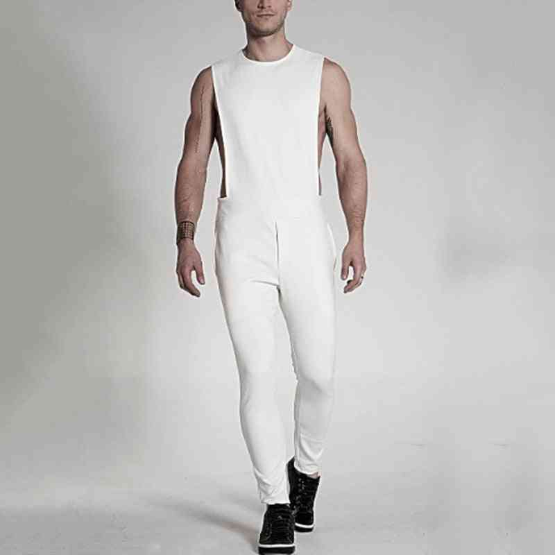 Fashion Men Jumpsuit, Solid Color, Sleevelesso Neck, Rompers Zippers Streetwear, Overalls Trousers
