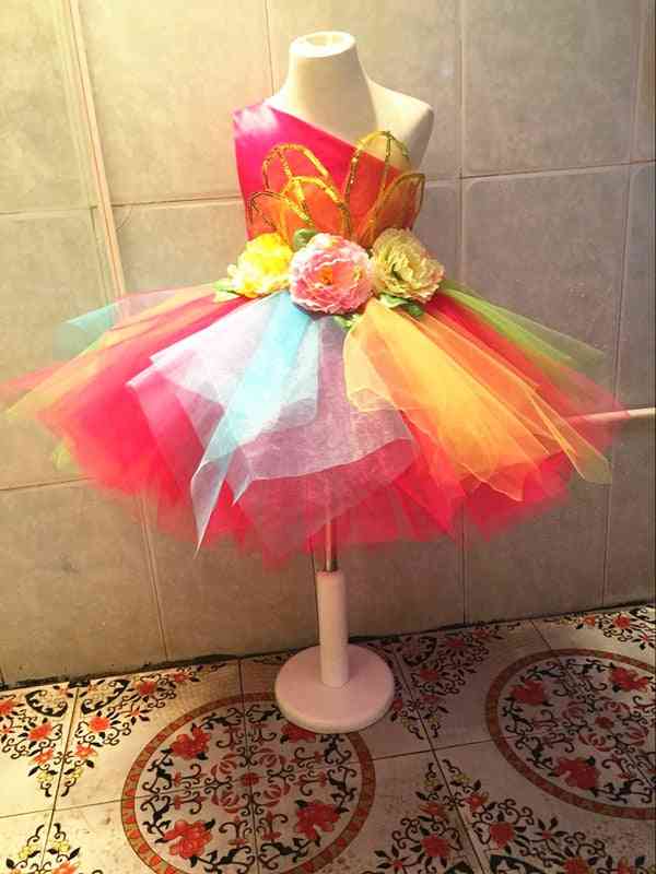 Colorful Flowers Standart Salsa Costume Dance Dress For