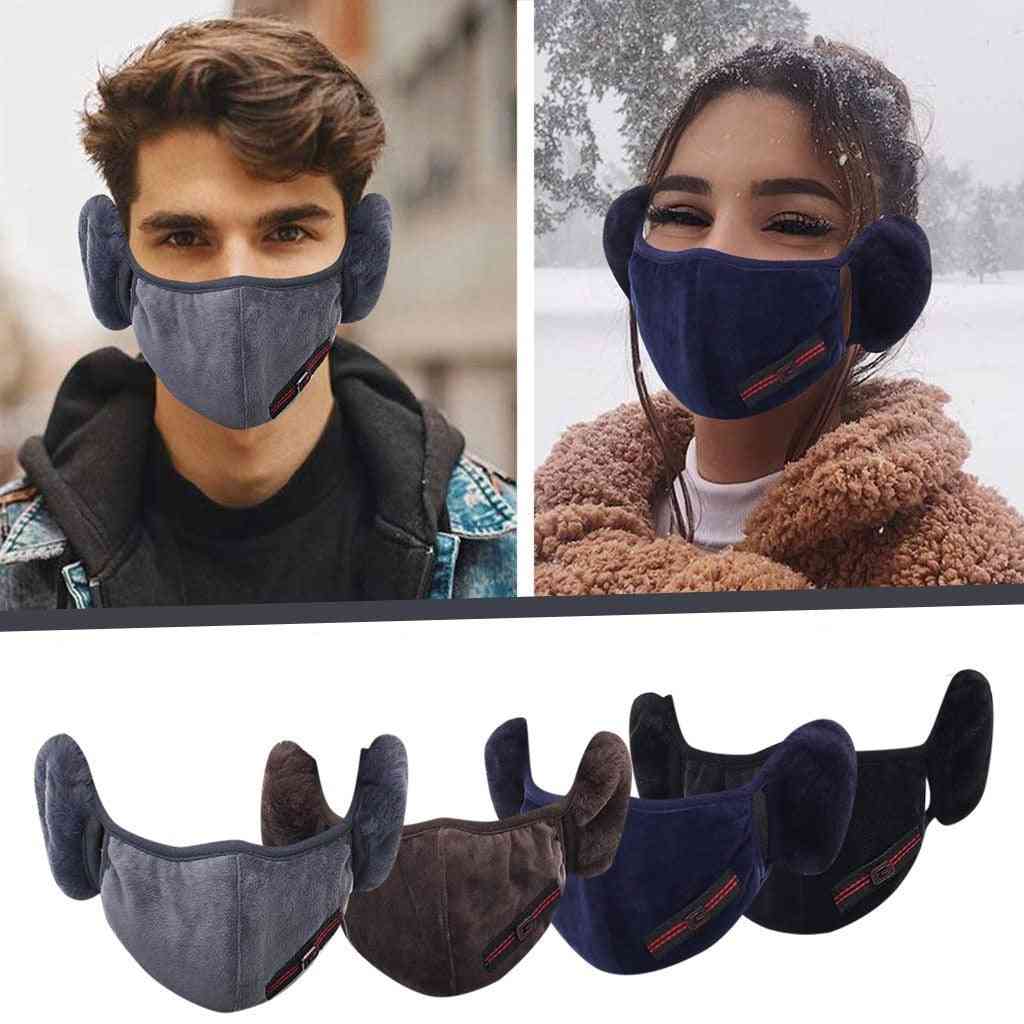 Autumn Winter Warm Plush Reusable, Breathable Ear Muff Wrap Band, Face Mask