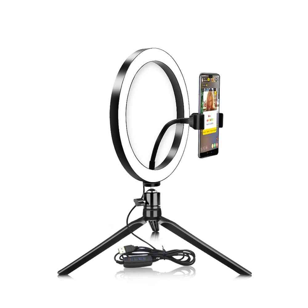 USB-ledd selfie ring ljus mobiltelefon fotografering belysning med stativ