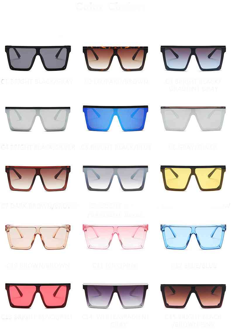 Men Women Designer Square Shades, Gradient Cool, Flat Top Sunglasses