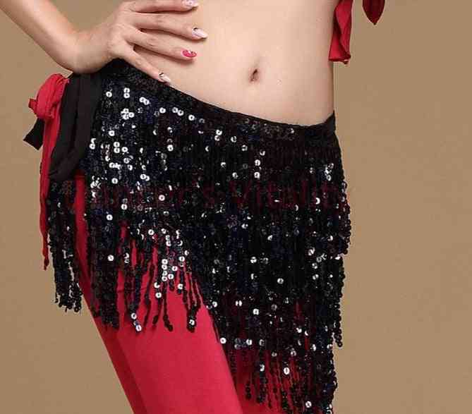 Women Belly Dance Hip Scarf Tassel Sequins Belt