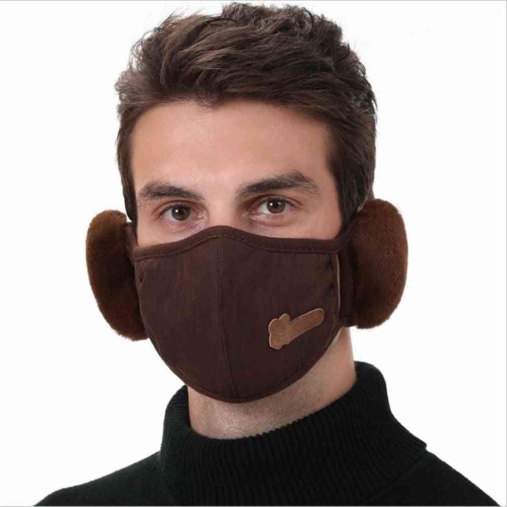 2 In 1 Earmuffs-mouth Mask, Windproof Winter Soft Thick, Warm Ear Cover, Solid Headphone Earlap