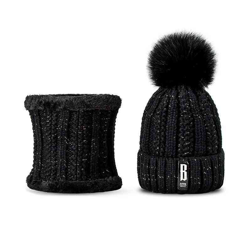 Fashion Winter Hat And Scarf Set, Thicken Warm Beanies For