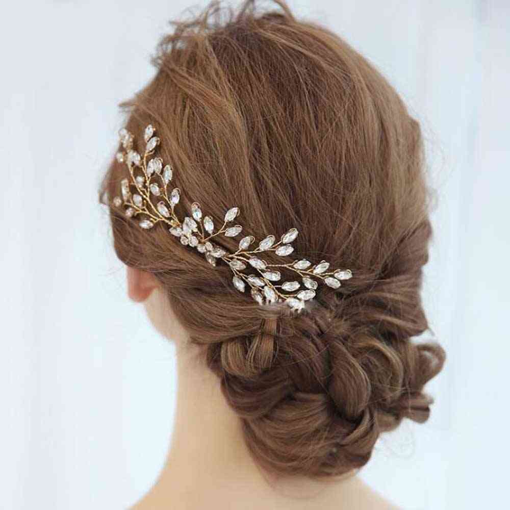 Hair Comb With Crystal Side Headpiece, Bride Wedding