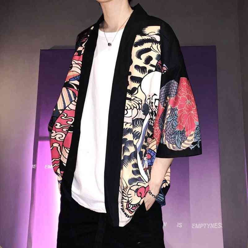 Veste kimono pour hommes, vêtements de samouraï streetwear harajuku japon