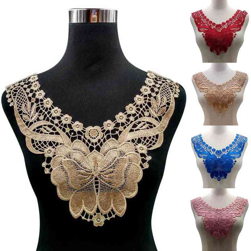 Embroidery Flower Lace Neckline Collar, Applique Sewing Crafts