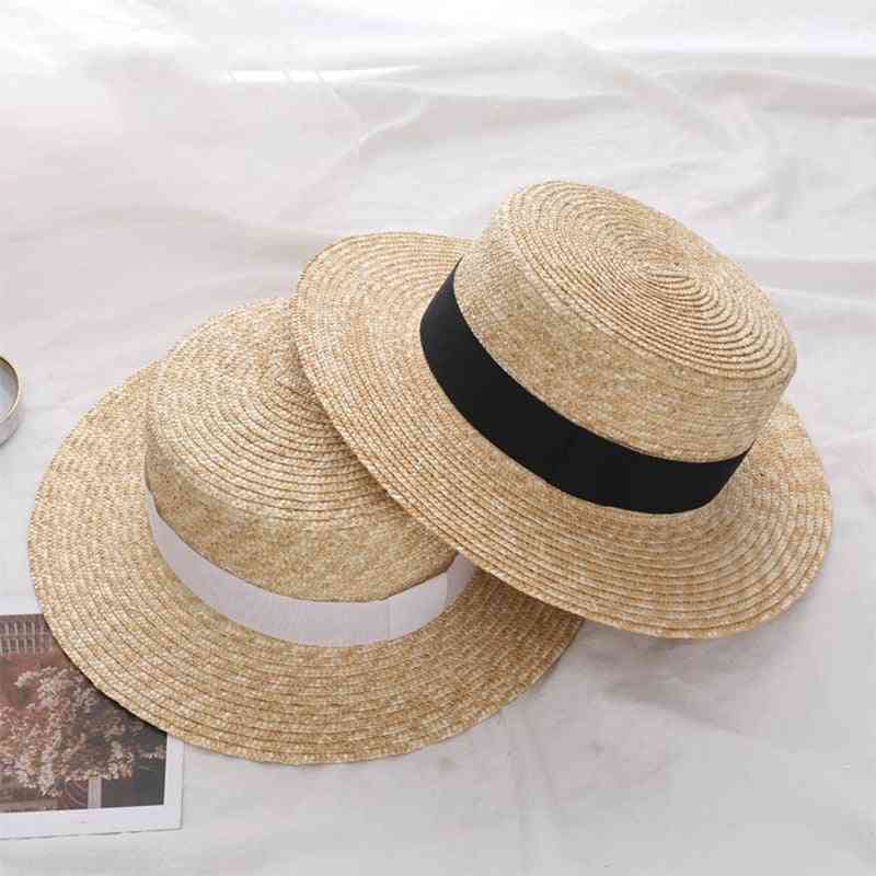 Dámský slaměný klobouk se širokým okrajem, módní chapeau paille lady sluneční čepice