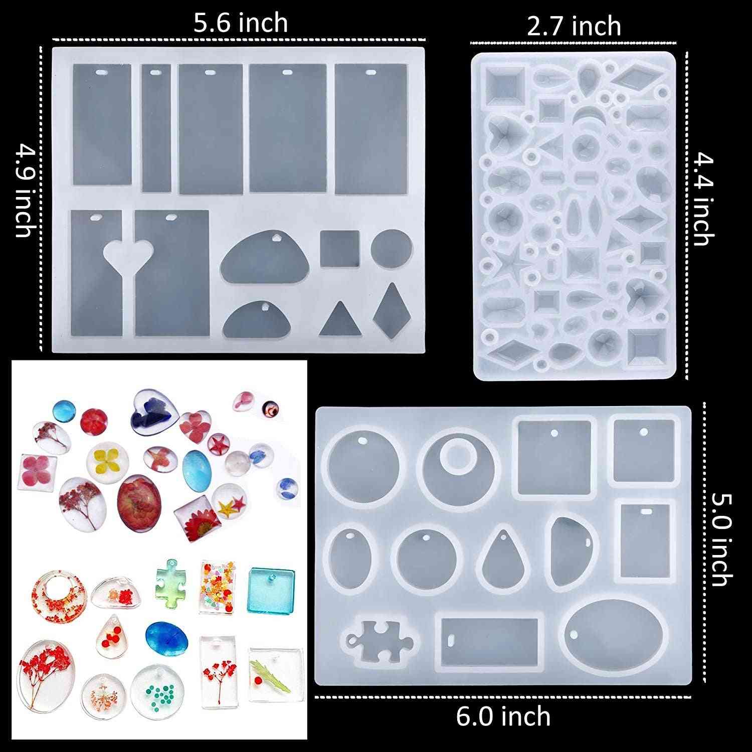 Conjunto de moldes e ferramentas de fundição de silicone com um saco de armazenamento preto para a confecção de joias artesanais