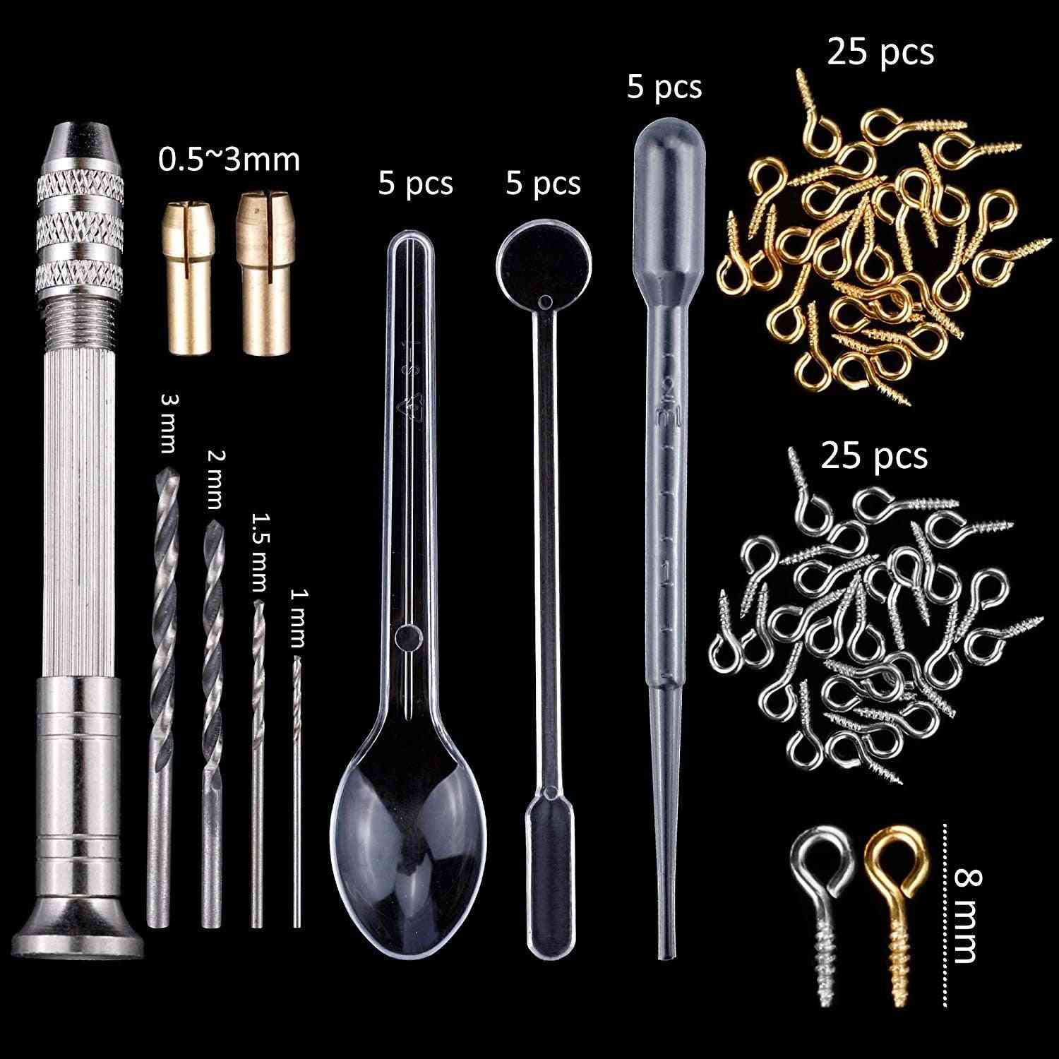 Moldes y herramientas de fundición de silicona con una bolsa de almacenamiento negra para hacer manualidades de joyería