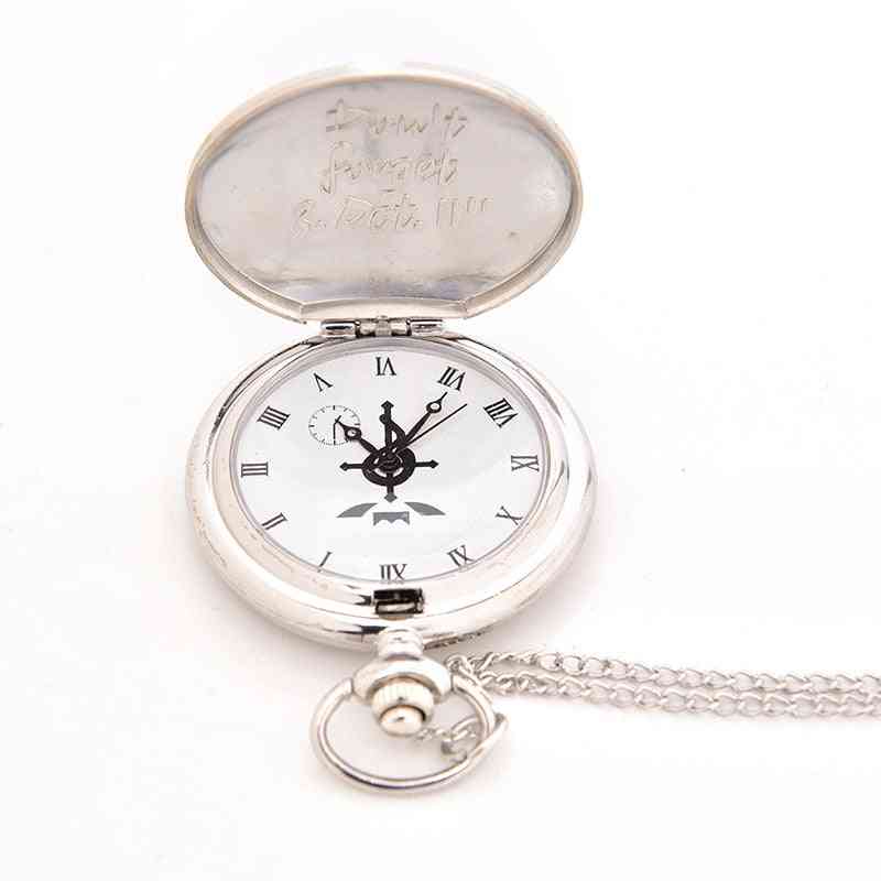 Alchemist Silver Quartz Pocket Watches With Necklace Chain