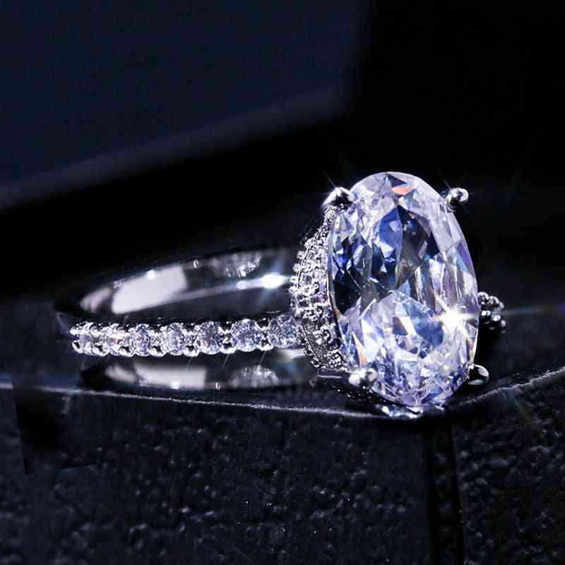 Oval Finger Ring Band Dazzling Brilliant Cz Stone For Wife