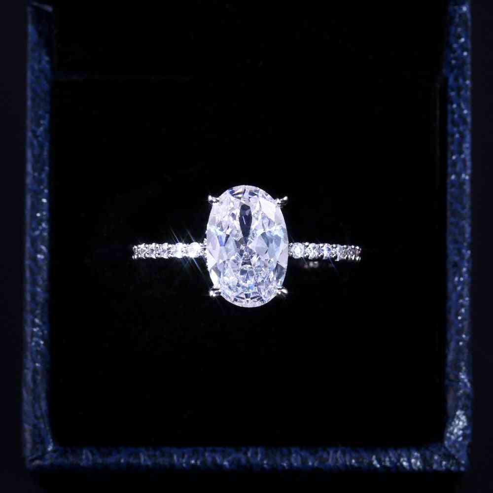 Oválny prsteň na prstene, oslnivý brilantný cz kameň pre manželku
