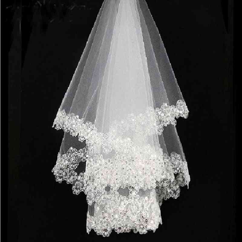 Ankunft Spitze Applikation Rand Braut Hochzeit Braut Schleier Accessoire (weiß 150cm)