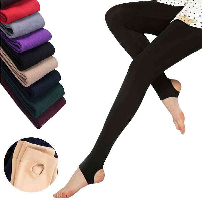 Woman Thick Warm Leggings, Brushed Charcoal Stretch Fleece Pants