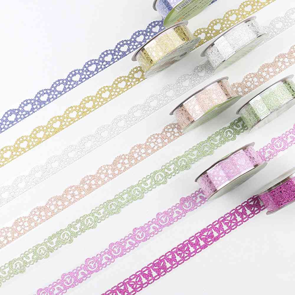 Creative Glitter Diy Self-adhesive Washi - Masking Lace Ribbons Tape