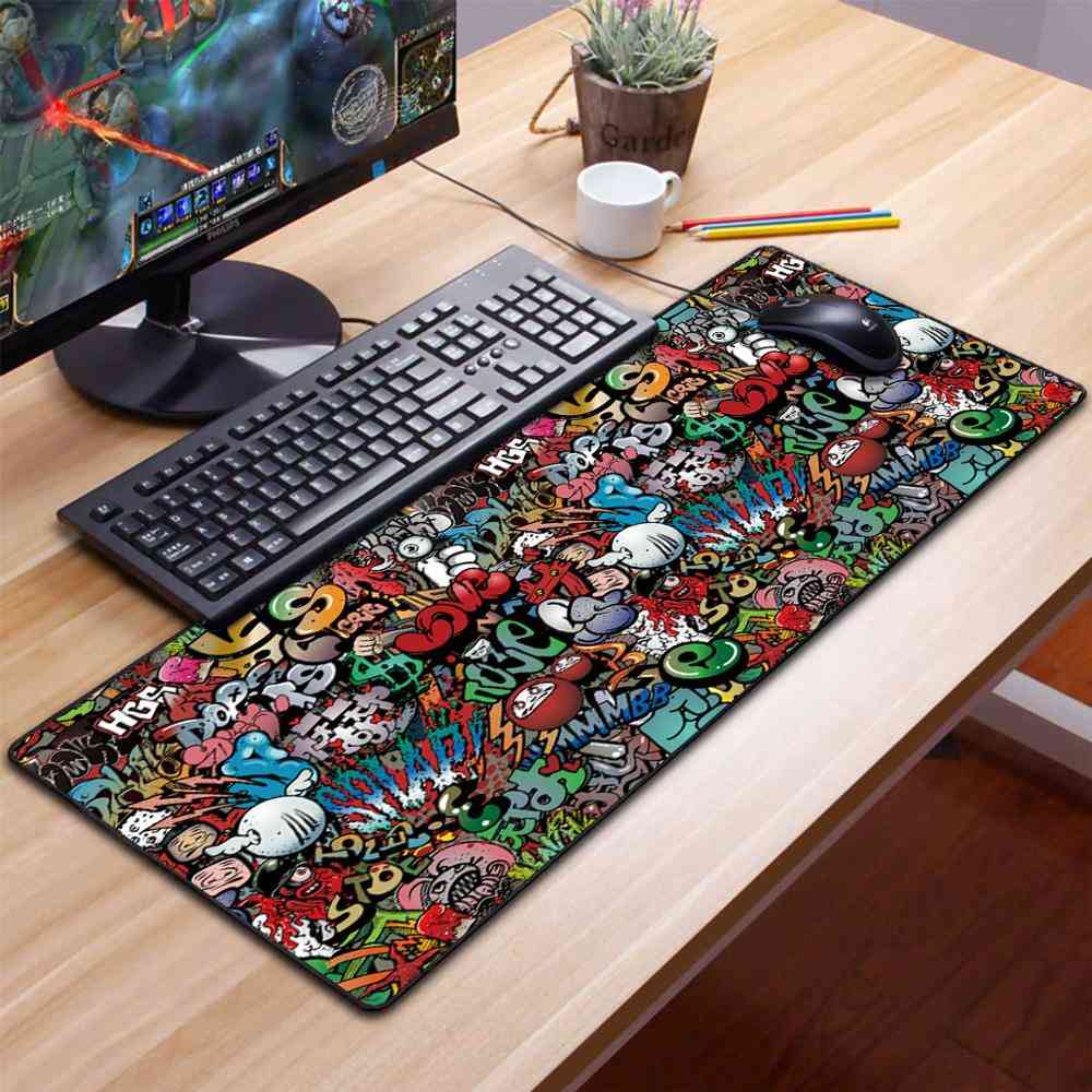 Juegos de computadora, alfombra de ratón grande, almohadilla de teclado de estera para PC, escritorio
