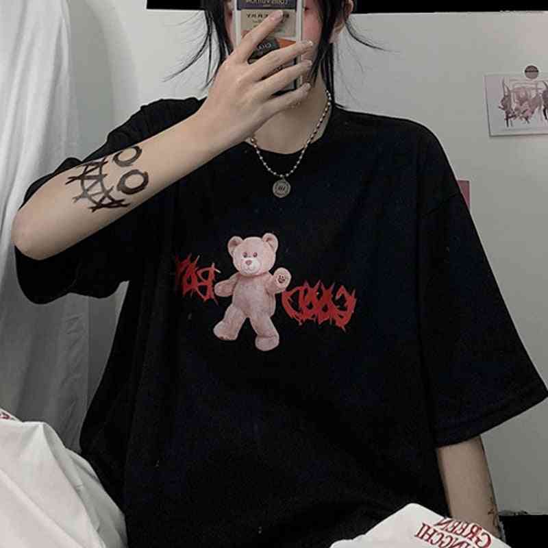 Carino orso punk gotico vestiti top manica corta hiphop t-shirt donna