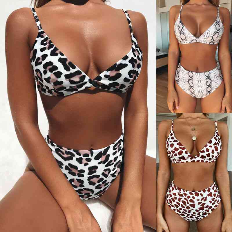 Ensemble de bikini imprimé léopard bandage femme