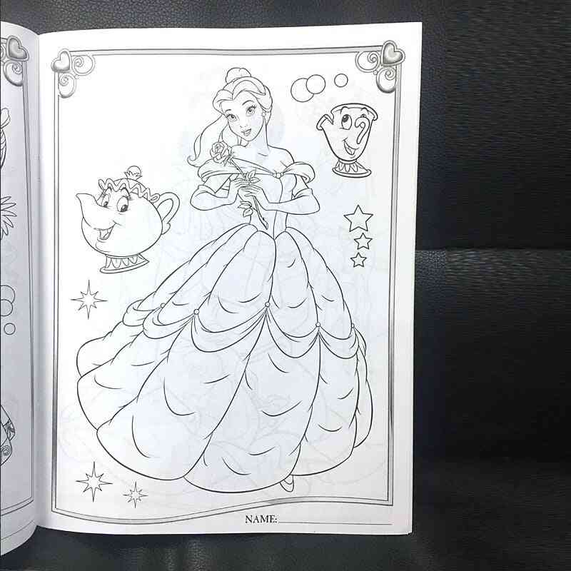 16 pagini carte de colorat autocolant prințesă