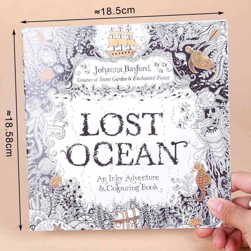 Libro da colorare inchiostro in edizione inglese per l'oceano perduto