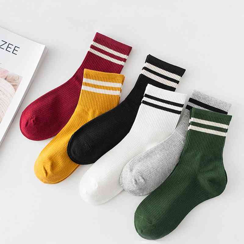 сладък памучен свободен райета мода ретро дълги чорапи