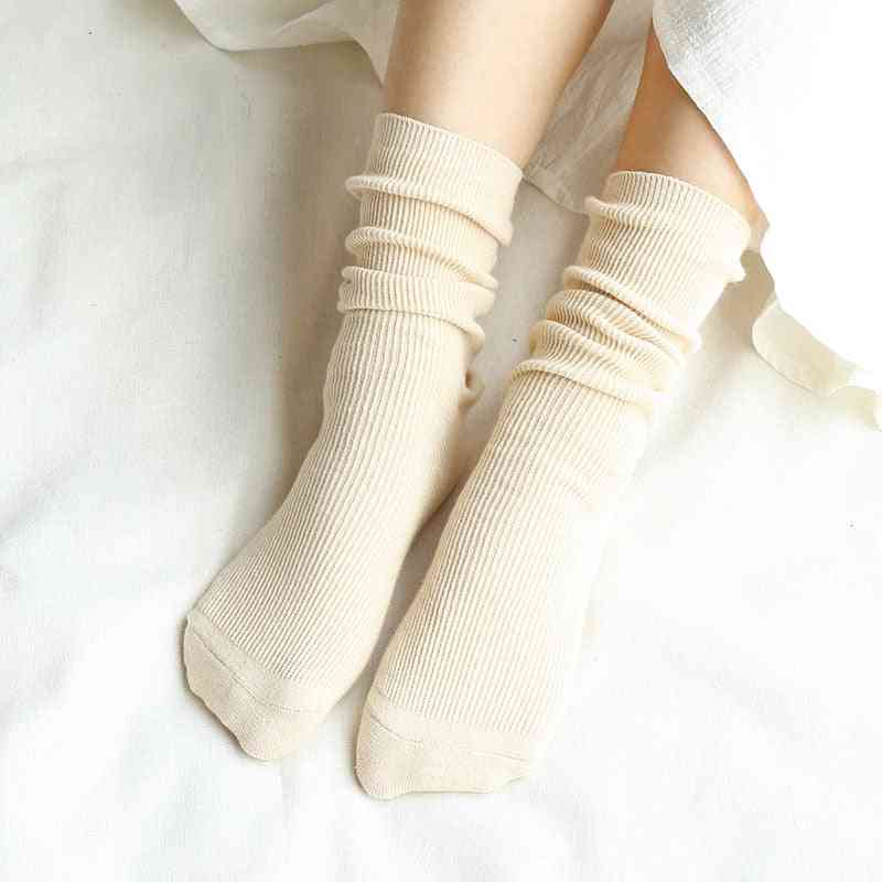High Loose Solid, Double Needles, Knitting Cotton Long Socks