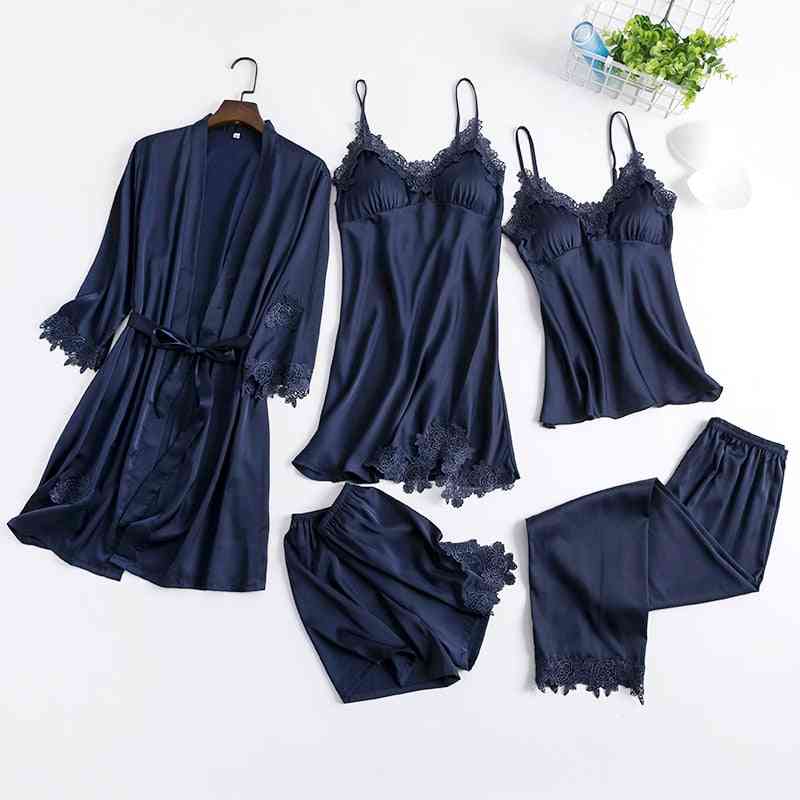 Robe Set Women Sleepwear Nightgown, Lace Nightdress Bathrobe