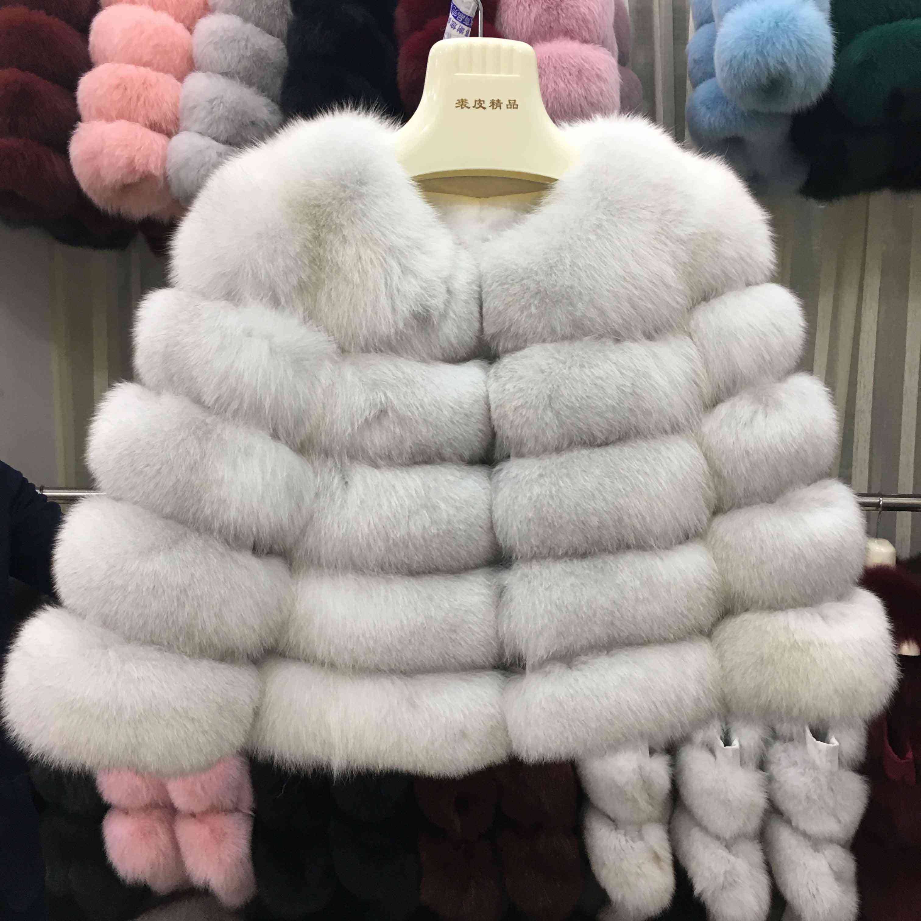 Women Winter Fashion, Outerwear Real Fox Fur, Short Slim Coat Set-2