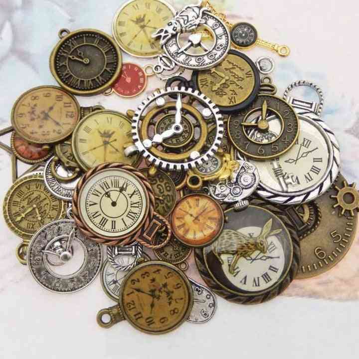 Clock Watch Alloy Face Charms-jewelry Making Steampunk Accessory