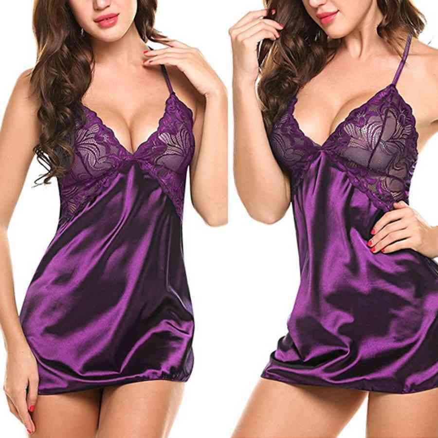 Women Nightgowns, Satin Lace Sleepwear Nightwear Pyjama Lingerie