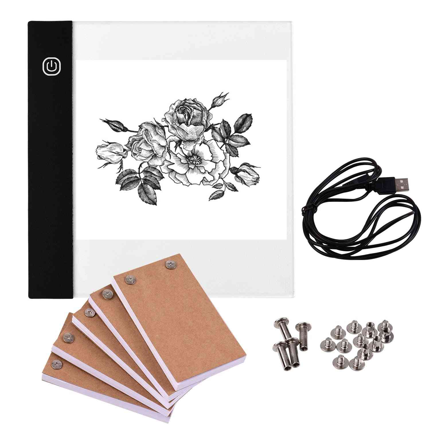 300 Sheets- Portable Led Light Pad, Flipbook Paper With Binding Screws