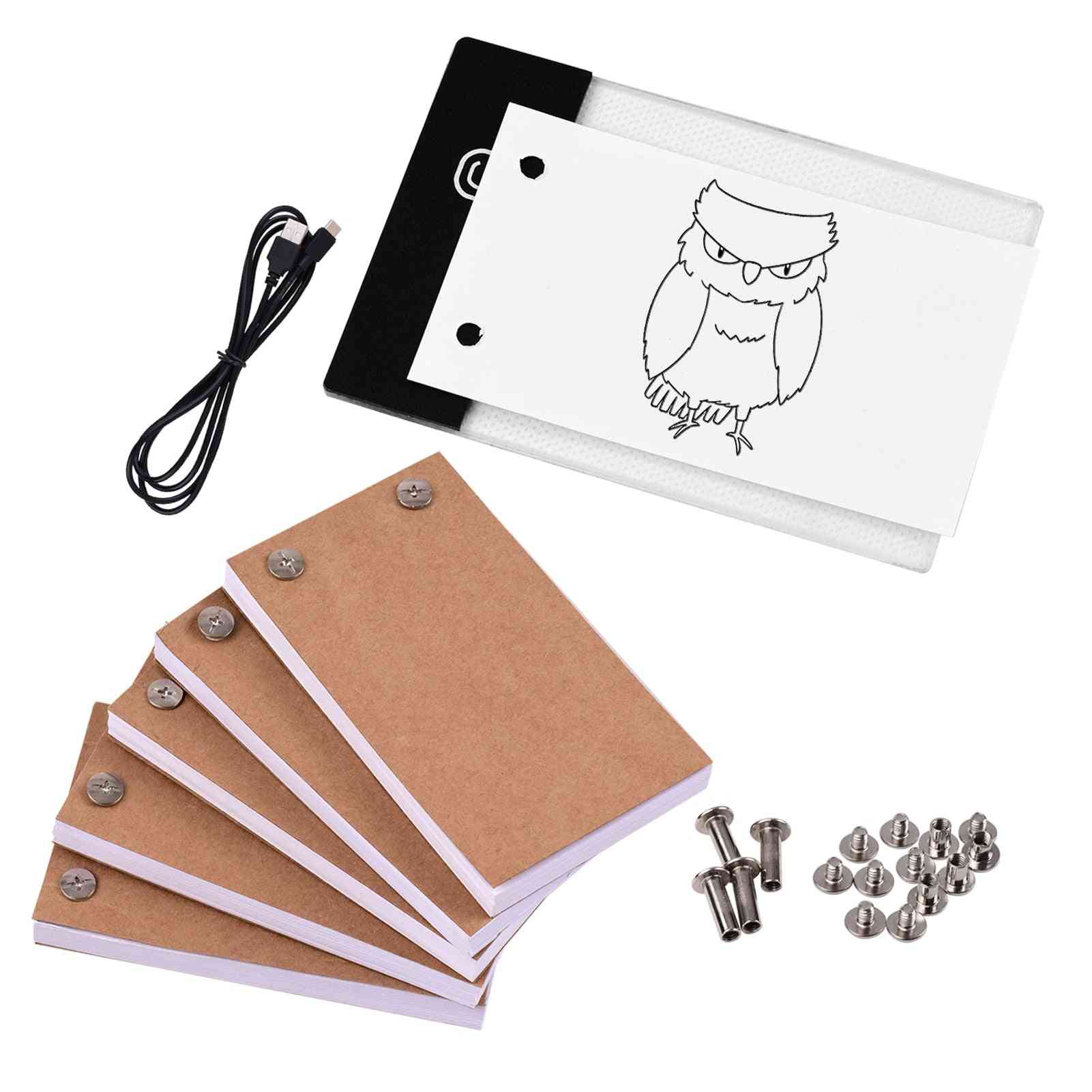 Drawing Paper Flip Book Kit With Light Pad, Led Tablet 300-sheets & Binding Screws