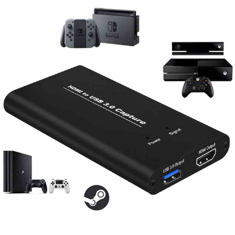 4k60hz Hdmi To Usb Video Capture Card Dongle Game Streaming Live Broadcast With Mic Input