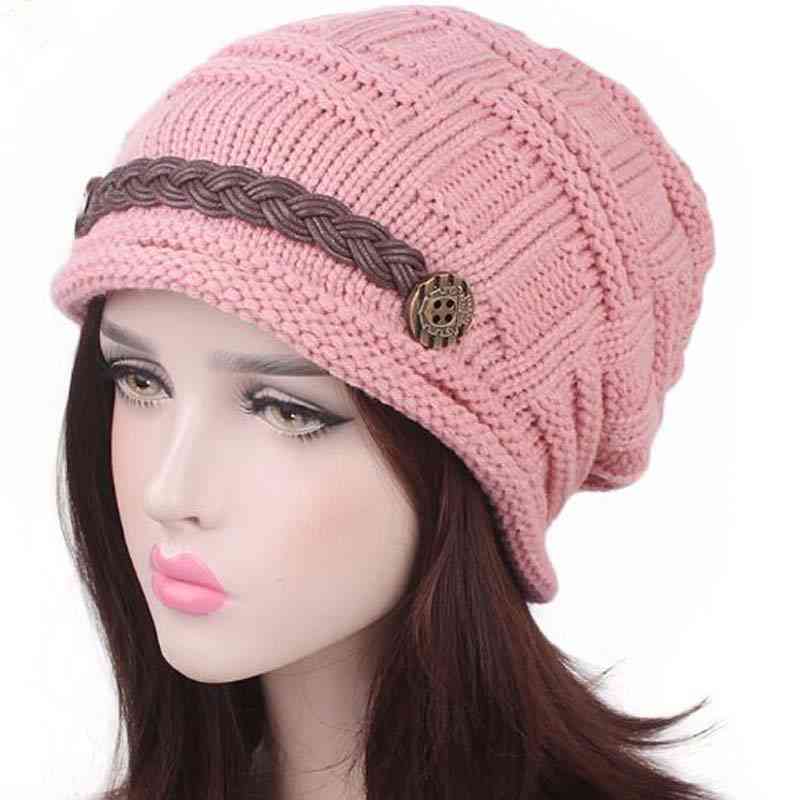 Woman Knitted Earmuffs Hat, Fashion Winter Pure Manual Warm Cap