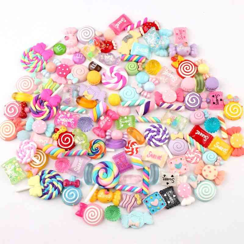 Assorted Resin Charms Mixed Candy Sweets Drop Oil Flatback Cabochon Beads