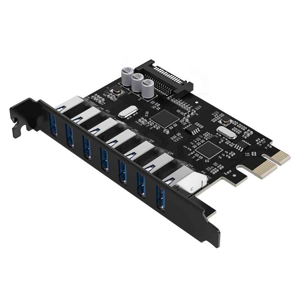 Orico Superspeed Usb 3.0 7 Port Pci-e Express Card With A 15pin Sata Power Connector Pcie Adapt