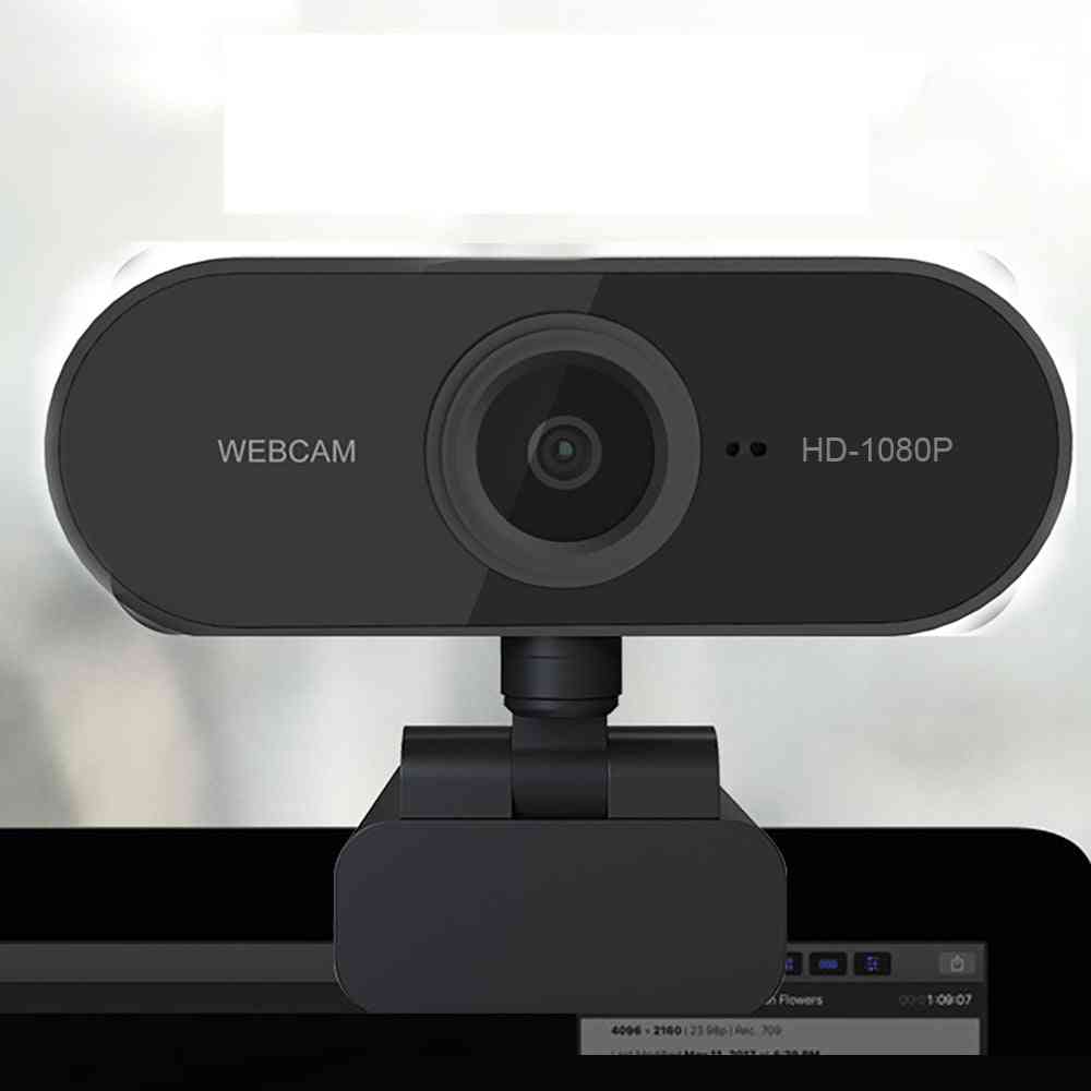 Mini câmera da web para computador hd 1080p giratória com microfone