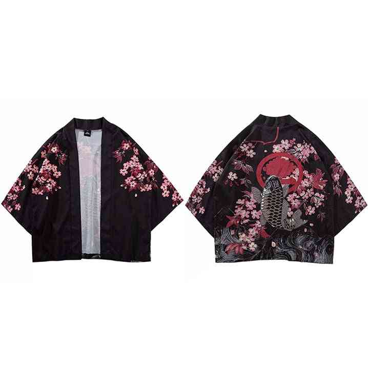 Summer Thin Clothes Fish Printed, Japanese Kimono Jacket