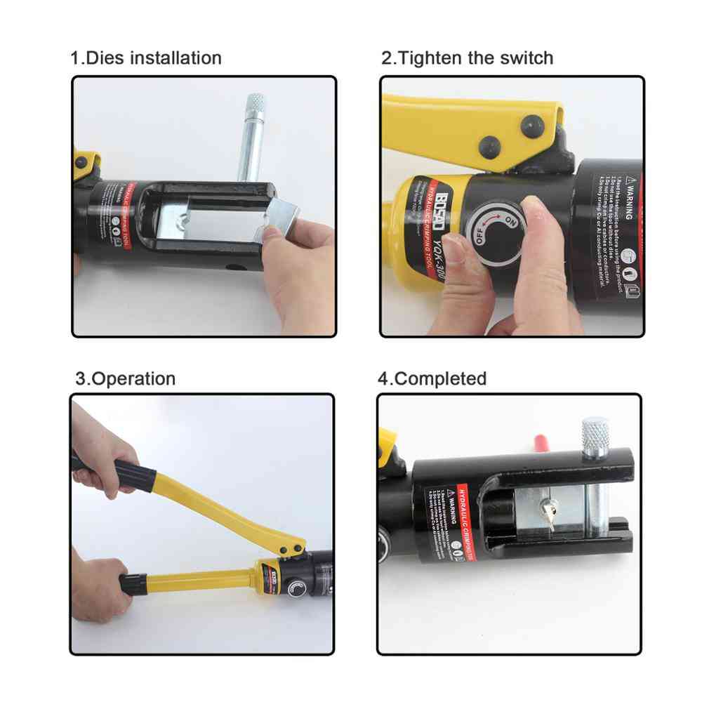 Hydraulic Cable Lug Crimper Tool, Electrical Battery Terminal Wire Kit