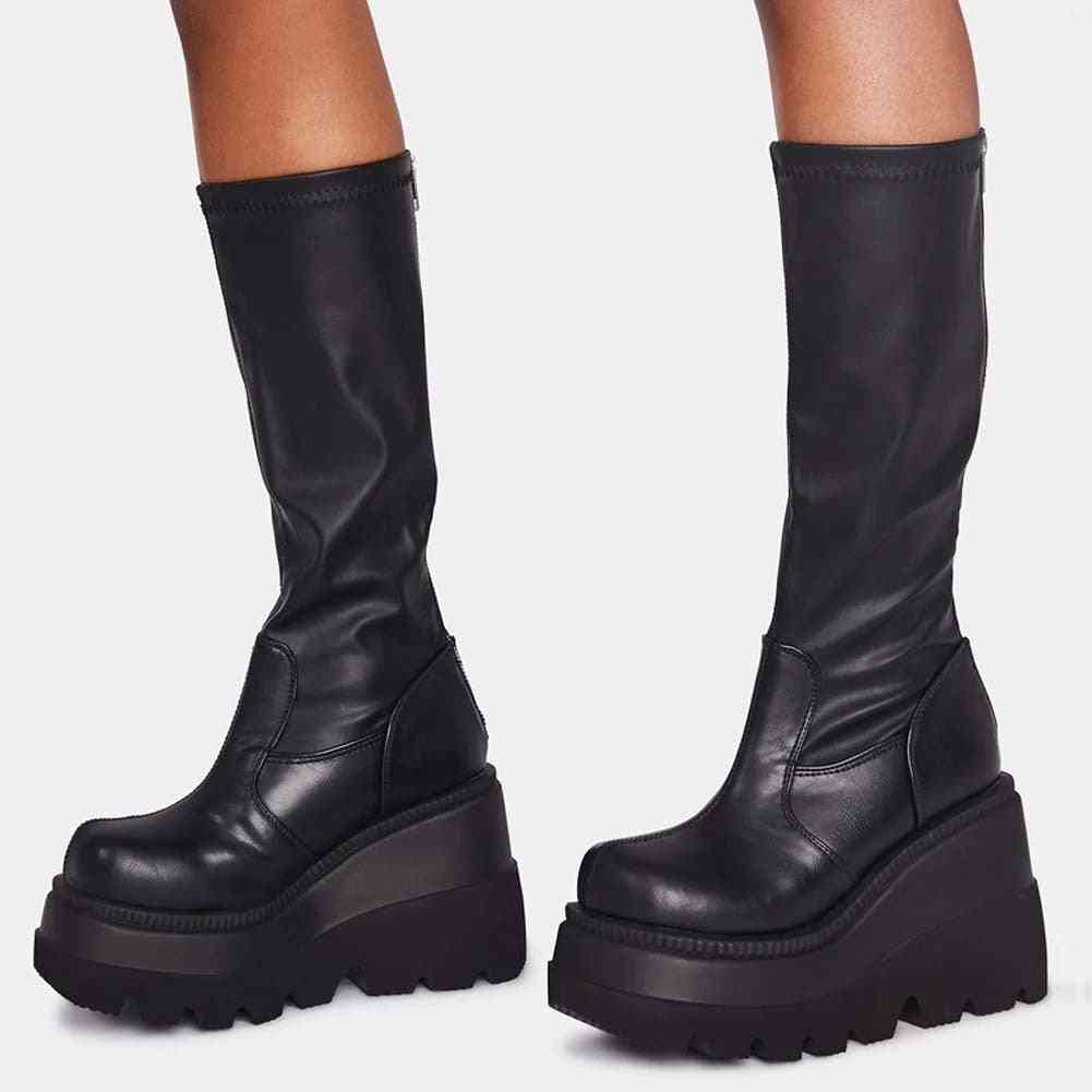 High Platform, Zip High-heels, Wedges Boots
