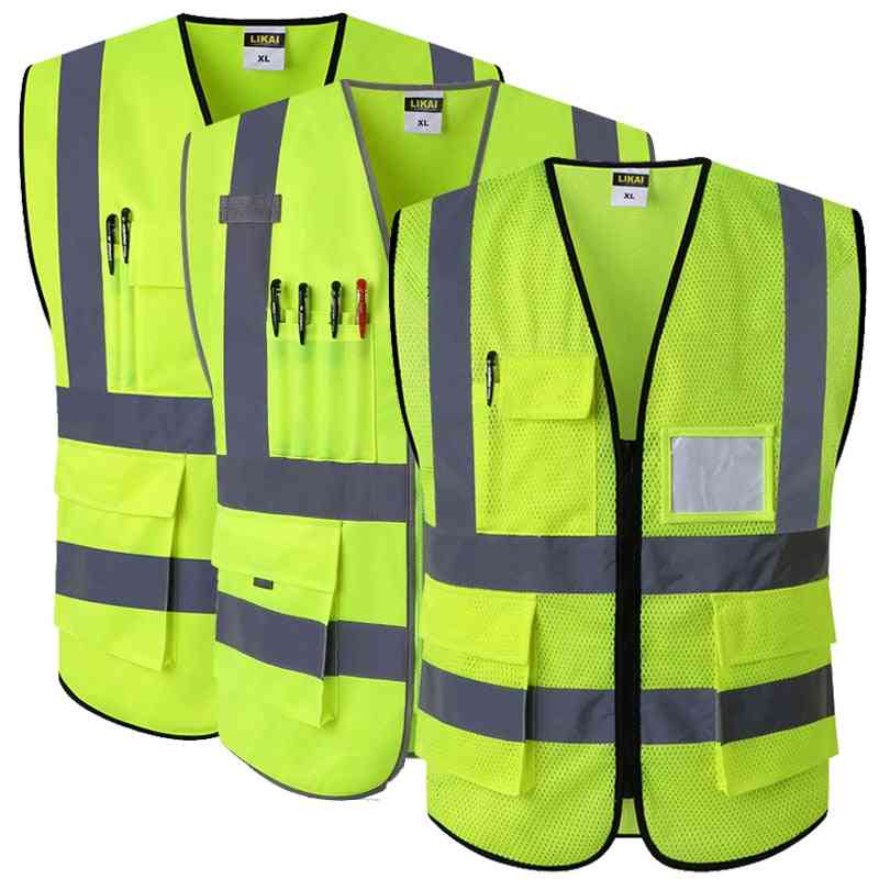 High Reflect Visibility Utility Safety Vest Mesh, Breathable Work