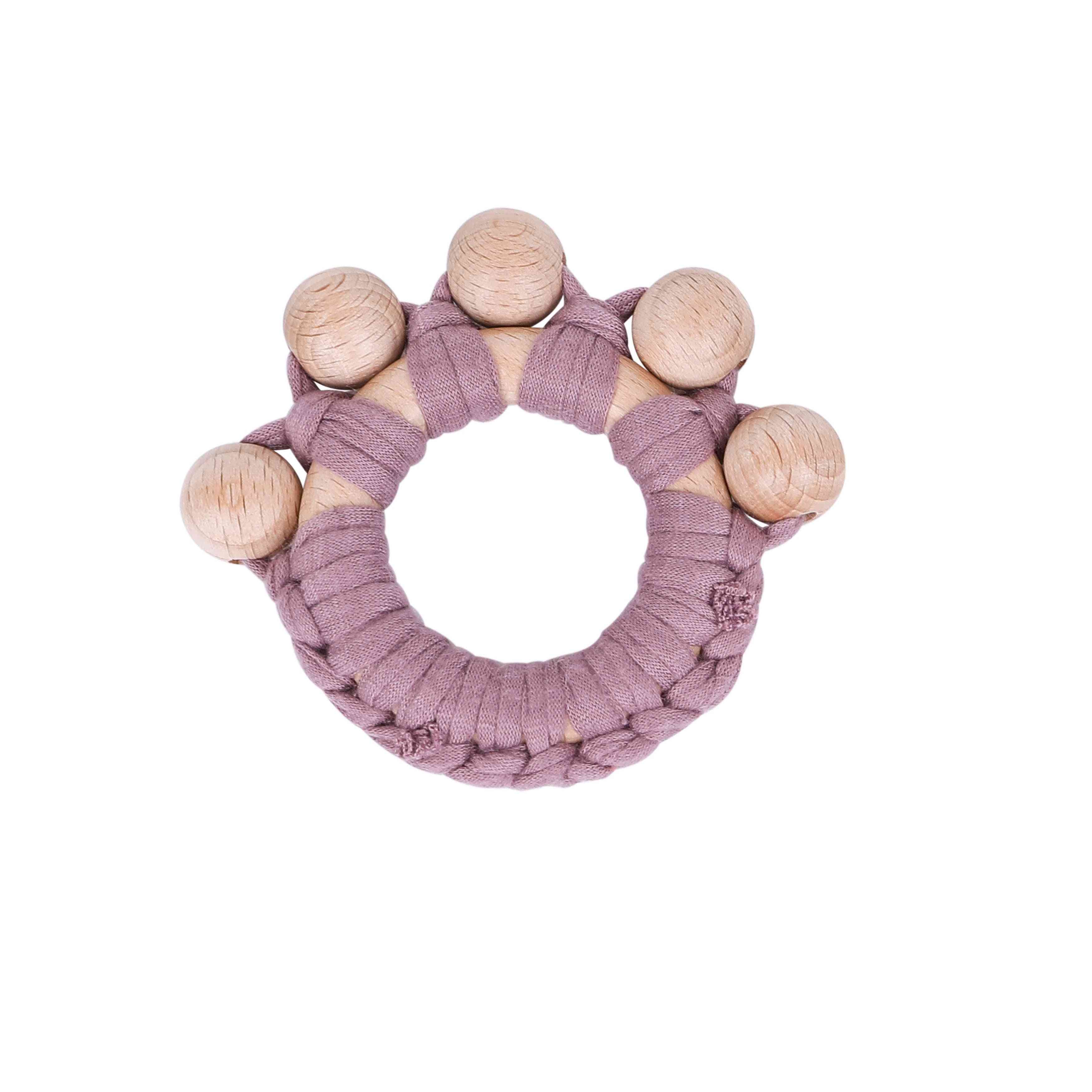 Perline di legno, anello di legno intrecciato, sonagli per animali da palestra, massaggiagengive