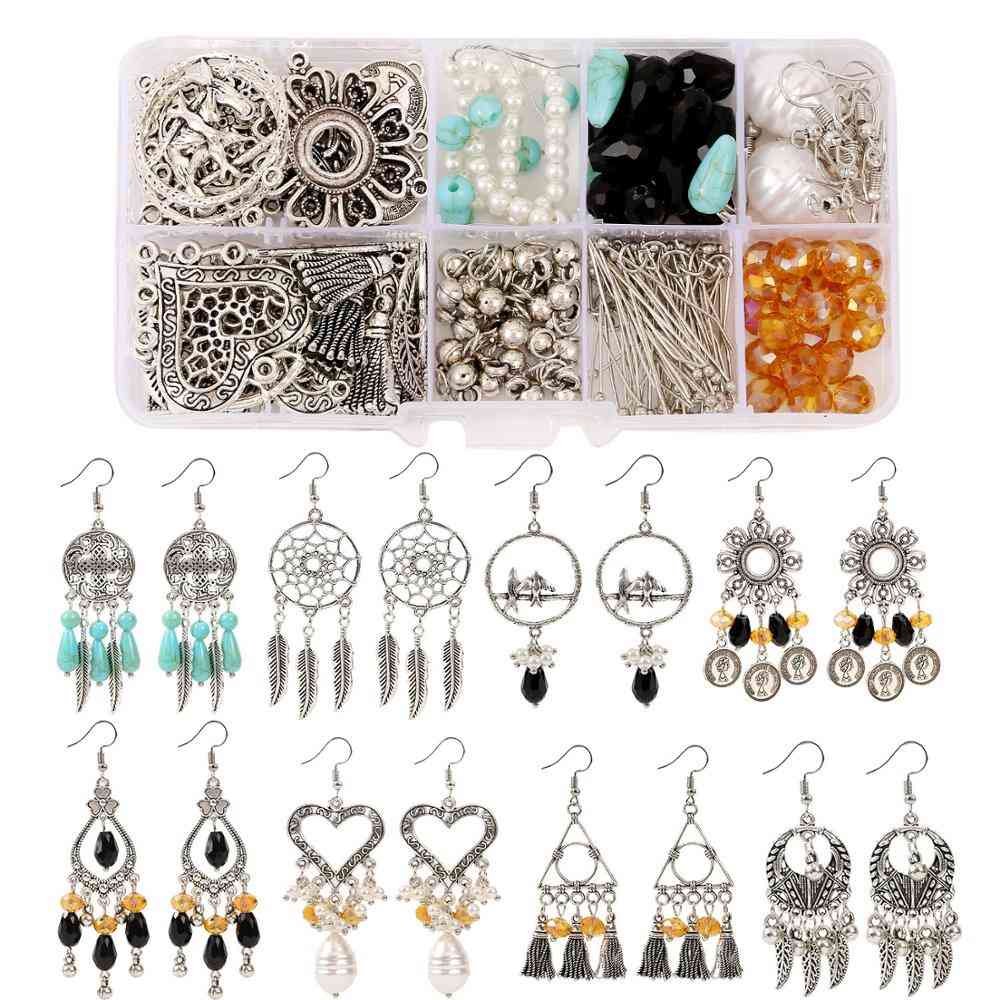 Boho Earrings Making Materials Set Mixed Connector Beads Earring Hooks