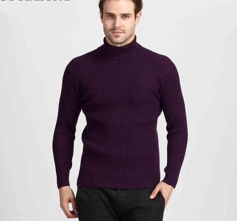 Suéter de cashmere quente de inverno grosso, tricô masculino clássico de lã pull homme