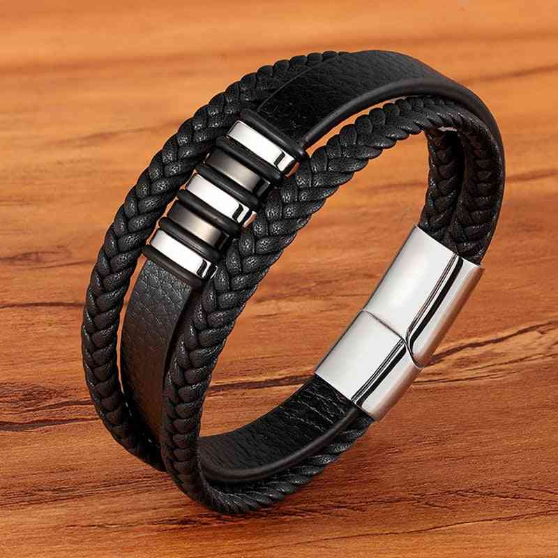 Fashion Stainless Steel Charm Magnetic, Leather Bracelet's