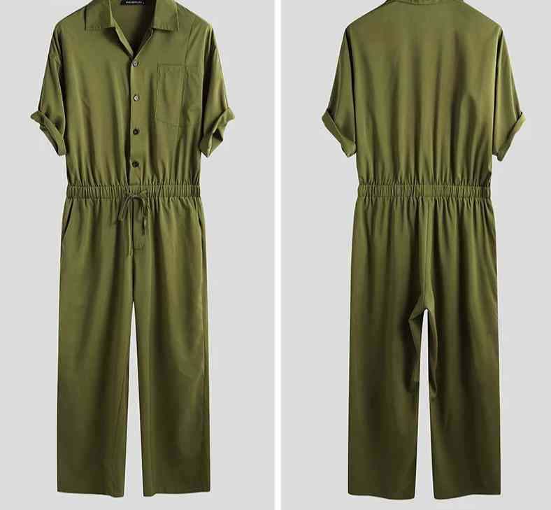 Casual Cargo, Half Sleeve Jumpsuits, Chic Button, Rompers Style Pants