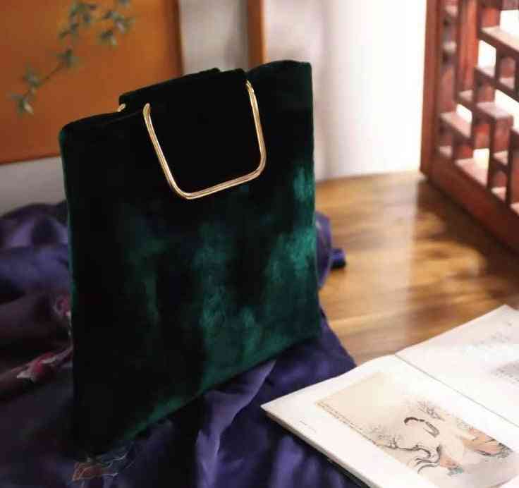 Enkel elegant kinesisk stil, velour håndtasker
