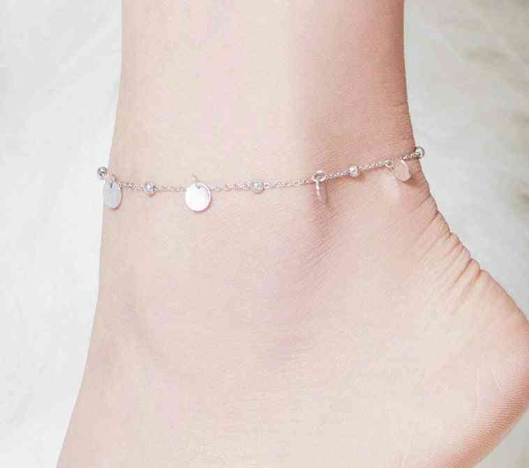 Sterling sølv geometriske perler ankler fodsmykker
