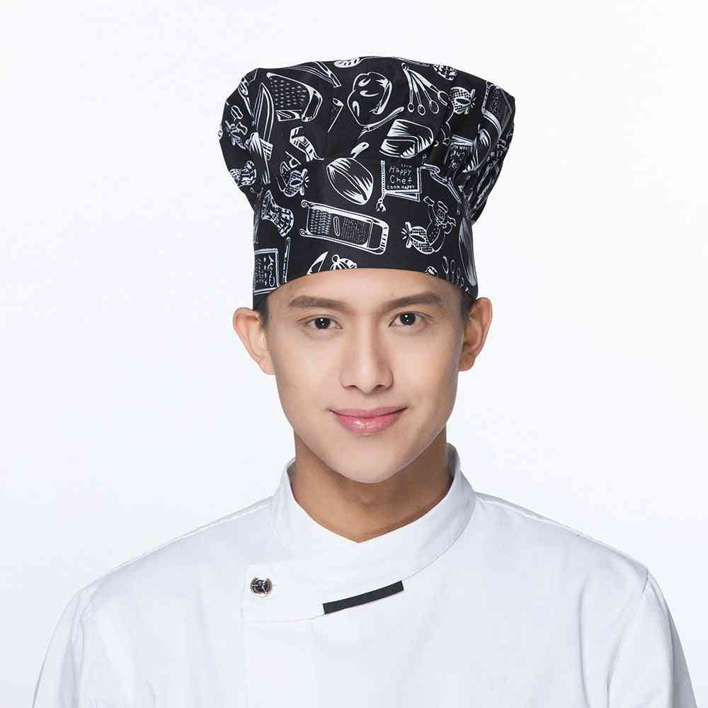 Adjustable Elastic Striped Plain Hats For Kitchen Chef